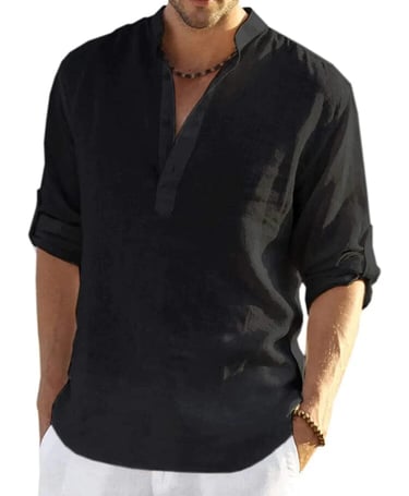 black shirt and white pants