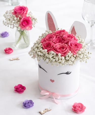 Centre de table floral lapin