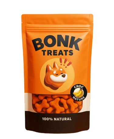 a bag of dog treats with a banana