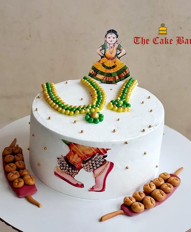 Bharatanatyam dance theme cake with classical design in Bengaluru