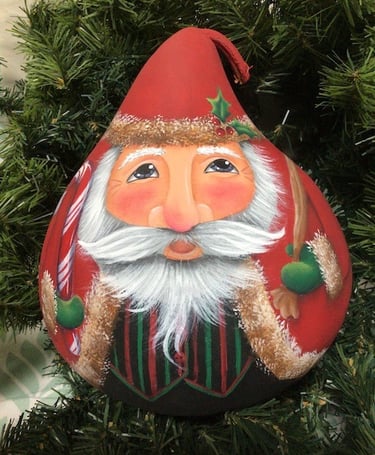 Karen Schaffert Candy Cane Santa acrylic zoom painting gourd Artroom2Create
