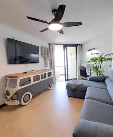 Photo of a living room of an seaview apartment in El Cotillo for seasonal rentals