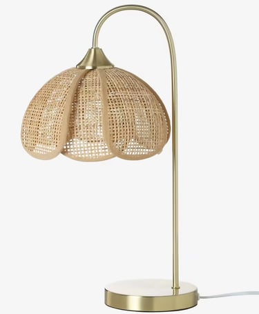 lampe en rotin fleurs