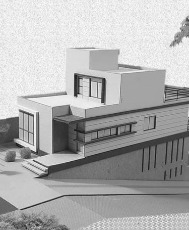 maquete de residência, distribuída em níveis com designer contemporâneo "arqmaisart"