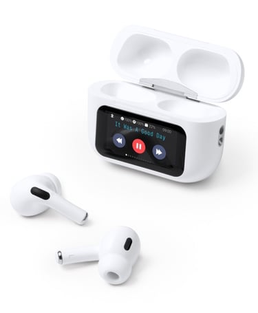 Auriculares inalámbricos con estuche equipado con pantalla 