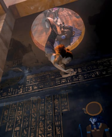 Helena diving as a mermaid in a beautiful Egyptian surrounding