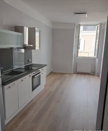 Pose parquet flottant, peinture, kitchenetteAménagements intérieurs-EM RENOV-Saint Georges sur Loire