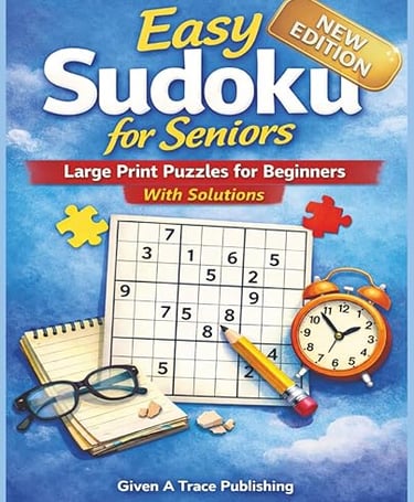 Easy Sudoku for Seniors large print puzzle book cover