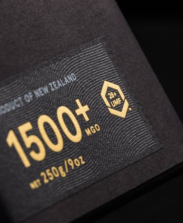 Product photography - Closeup of a box of honey