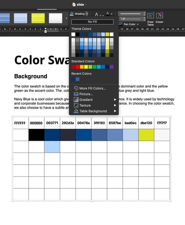 PowerPoint Color Swatch Gradients