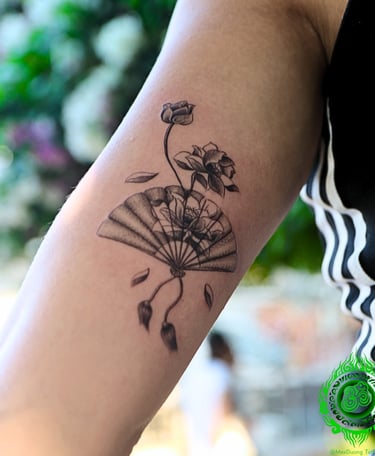 Vietnam Lotus Fan Tattoo by MaxDuong Tattoo Da Nang