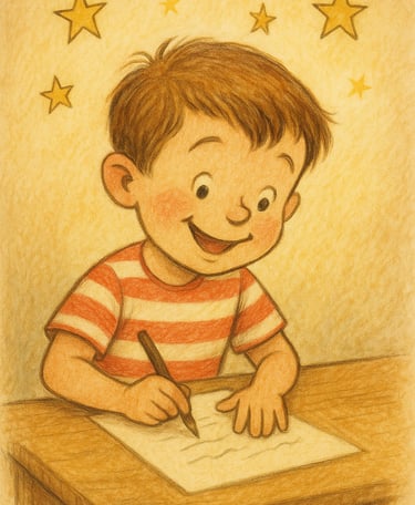 Niño rellenando formulario de cuento personalizado