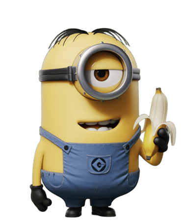 a minion holding a banana peeler