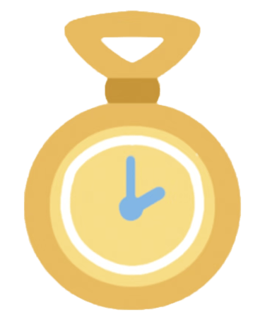 Medal with a clock icon in the center.