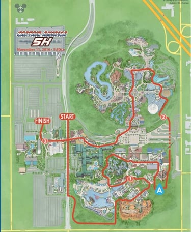 2016 runDisney Captain America 5K Course Map