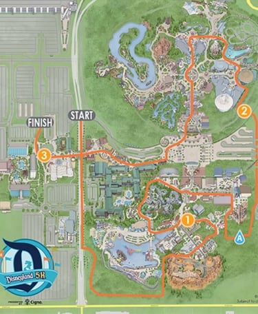 2016 runDisney Disneyland 5K Course Map