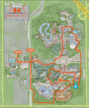 2017 runDisney Star Wars The Light Side Half Marathon Weekend 5K Course Map