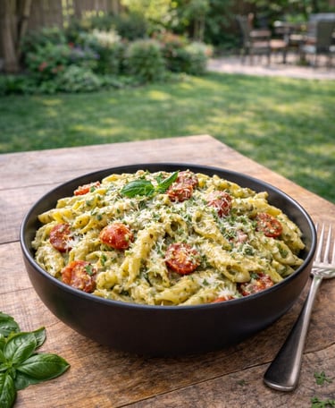 Creamy pesto pasta