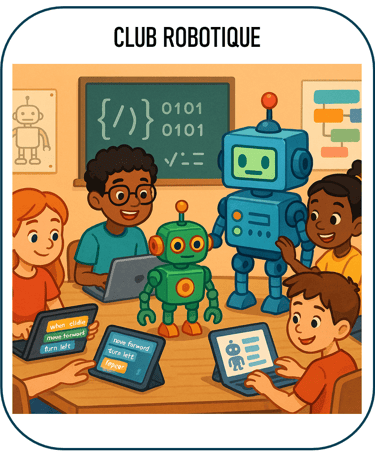 image illustrant une activité de codage pour les jeunes sur le thème de la robotique