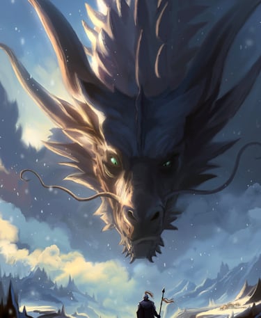 okami art illustration digital painting dragon medieval fantasy