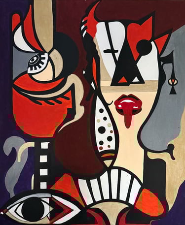 "Rebirth" by artist Kristina Lee is  a painting on canvas using acrylic paint.