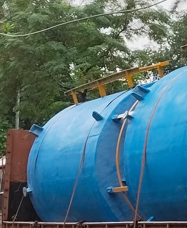 PP-H+FRP STORAGE TANKS WITH EPOXY PAINTED MS LADDER AND TOP RAILING