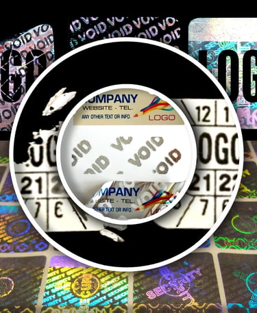 Esempio di sigillo adesivo antimanomissione personalizzato con logo