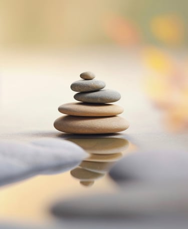visuel minimaliste représentant des pierres et la sérénité