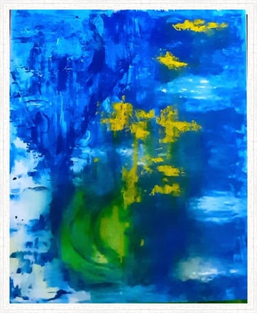 Peinture abstraite acrylique représentant l’émergence et l’expansion de la lumière