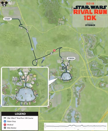 2019 runDisney Star Wars Rival Run Half Marathon Weekend 10K Course Map