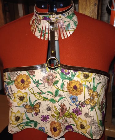 Leather Halter Top with removable Collar
