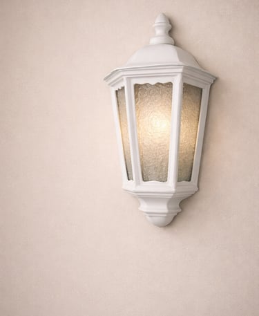 Lámpara blanca de pared en fibra de vidrio