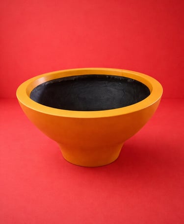 Maceta naranja circular en fibra de vidrio 