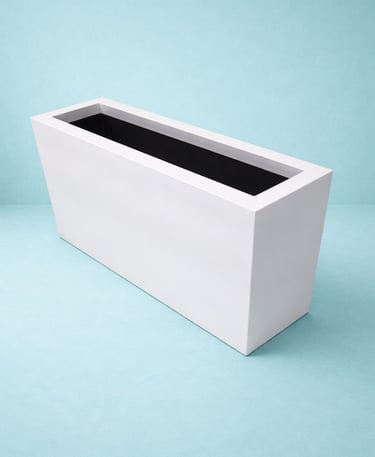 Maceta blanca rectangular en fibra de vidrio 