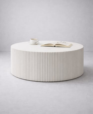 Mesa de interior blanca tipo pastel en fibra de vidrio