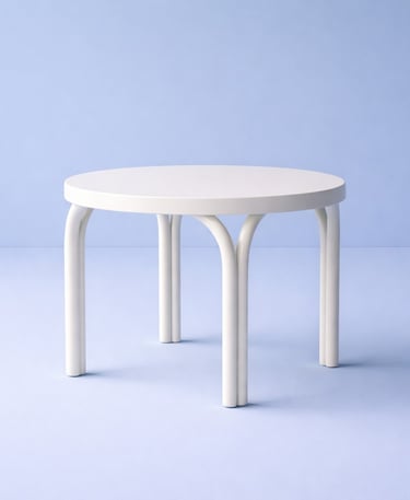 Mesa blanca pequeña en fibra de vidrio 