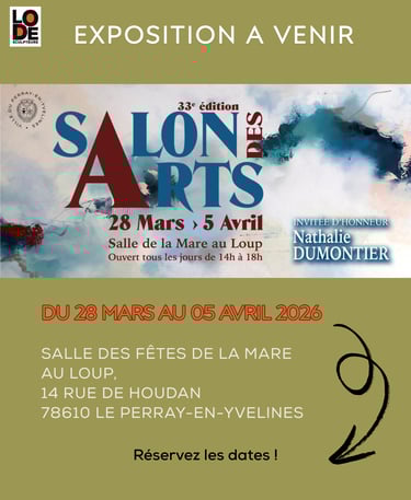 Affiche du Salon des Arts du Perray-en-Yvelines 2026 avec les dates, horaires et adresse.