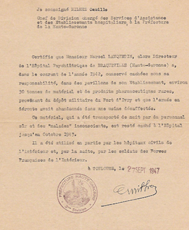 attestation resistance prefecture haute garonne 1947 M Lanquetin