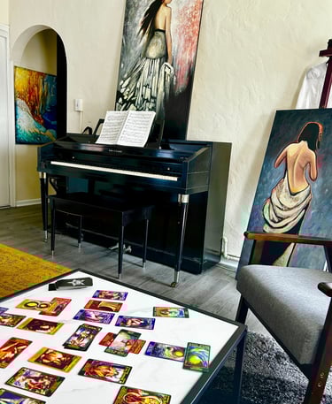 Psychic readings room tarot card reading table I Am One Tarot studio