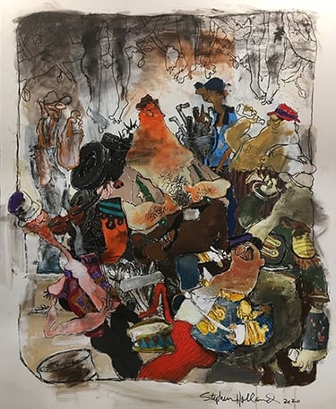 Painting by Stephen Holland titled "Hanging with the Good Old Boys."