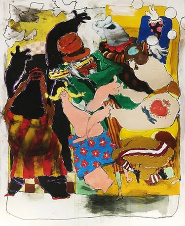 Painting by Stephen Holland titled "Happy Days."