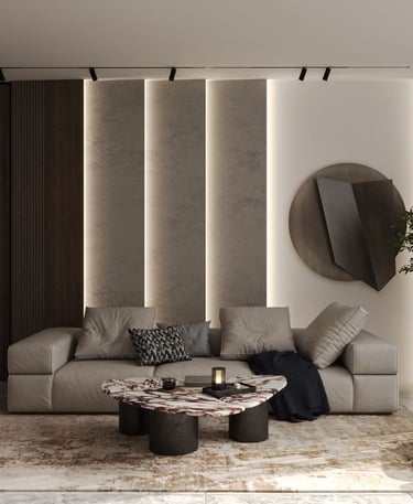 yapı dekorasyon projesinde salon tasarımı