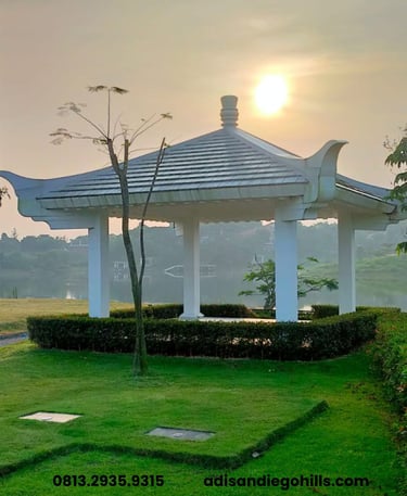 san diego hills memorial park karawang tipe paviliun dengan posisi dekat danau