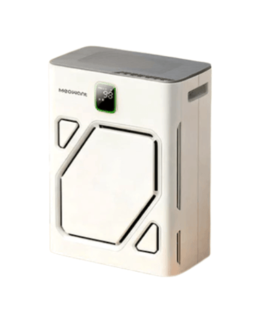 Meowant pet air purifier with dual intake and H13 HEPA filter for cat hair and dander.