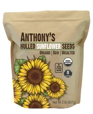 a bag of sunflower seeds on a white background
