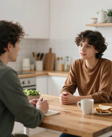 A chef preparing fresh ingredients in a cozy home kitchen.