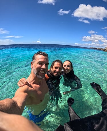 Freedivers celebrating a personal best on Curacao