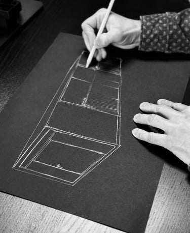 Boceto técnico de módulo de construcción modular en fase de diseño