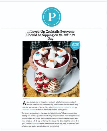 a beautiful 15 lb red velvet hot chocolate brûlée tableside served at a nyc rooftop