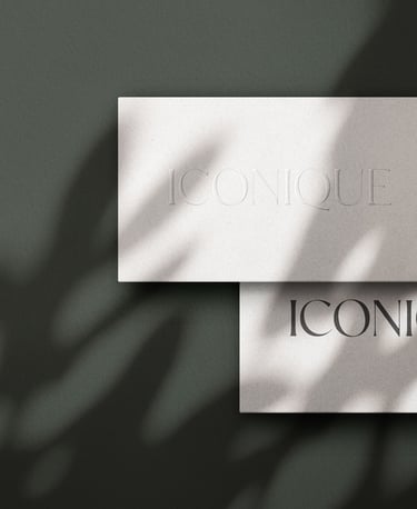 Application branding et logo Iconique, carte de visite magasin
